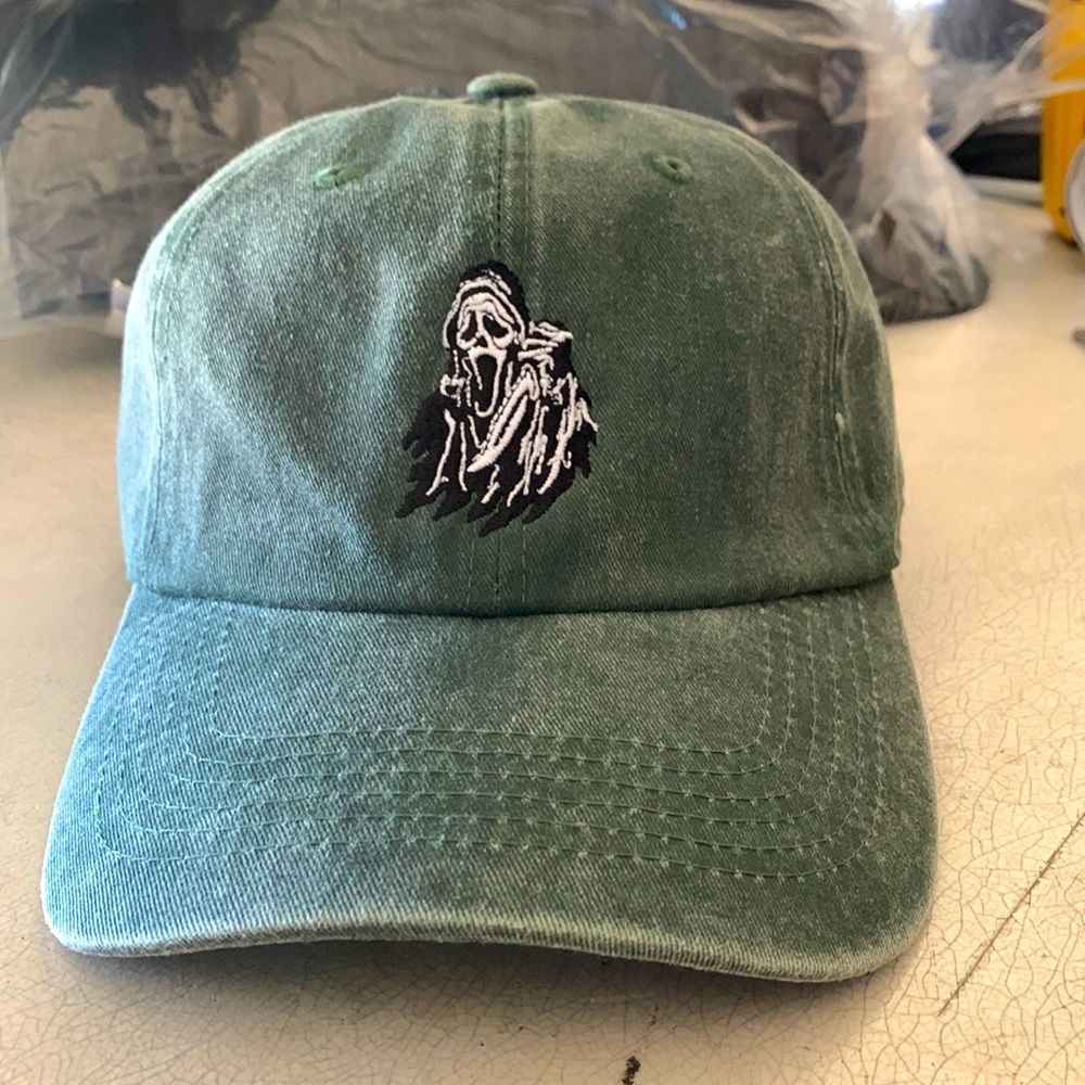 Halloween Movie embroidered pigment dyed adjustable dad hat - Dark Green